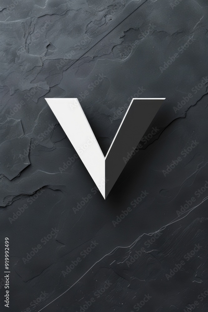 Poster a simple design featuring a white letter v on a black background