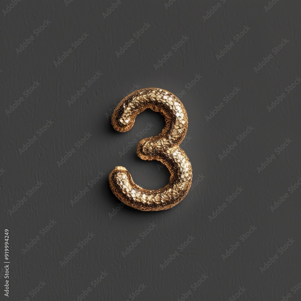 Poster this metallic representation of the number three is ideal for use in various creative media projects