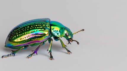 Fototapeta premium Metallic Green Beetle with Iridescent Shell