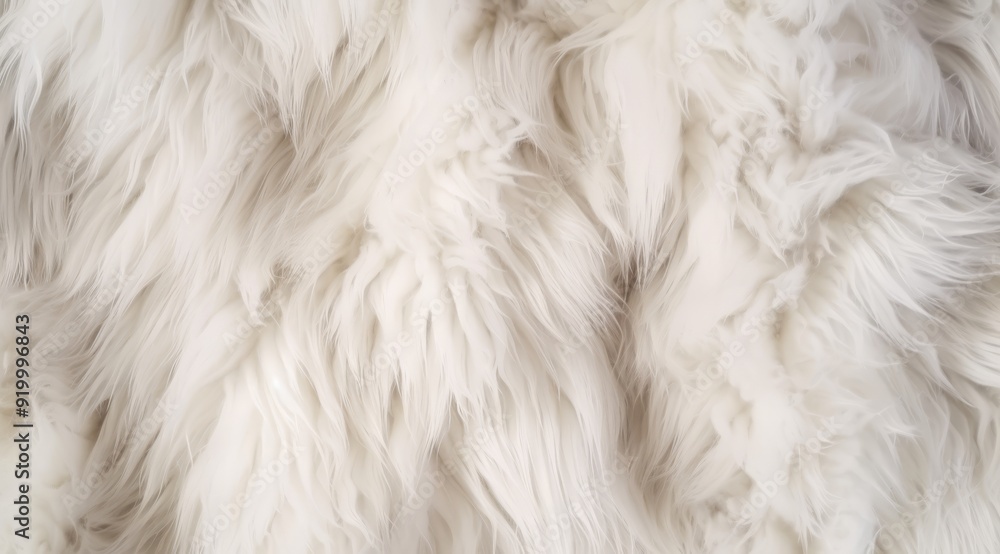 Poster this is a closeup of a soft, luxurious white fur texture that is ideal for backgrounds in various de