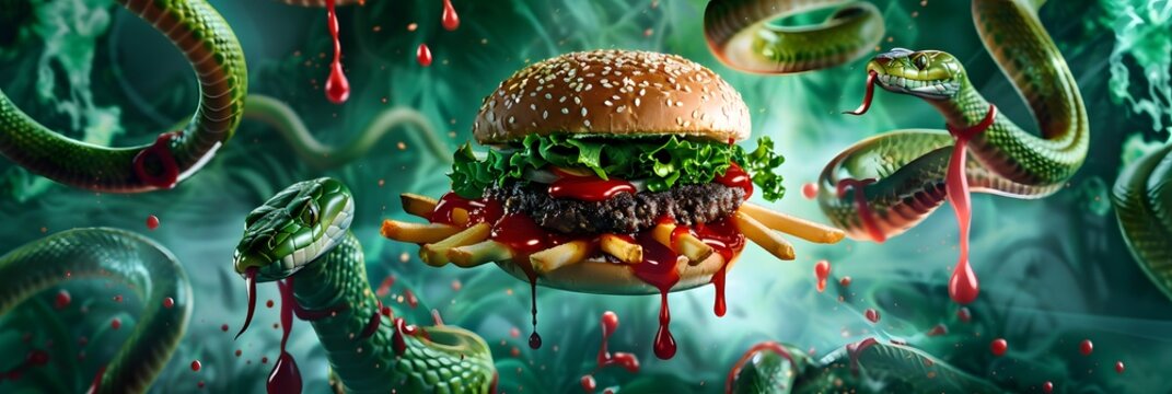 Junk Food Gene or fat mass and obesity associated genetics or FTO as a Fast-food concept with a DNA strand representing genetics and unhealthy eating affecting genes.