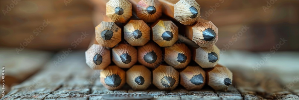 Poster stack of pencil stubs with a shallow depth of field
