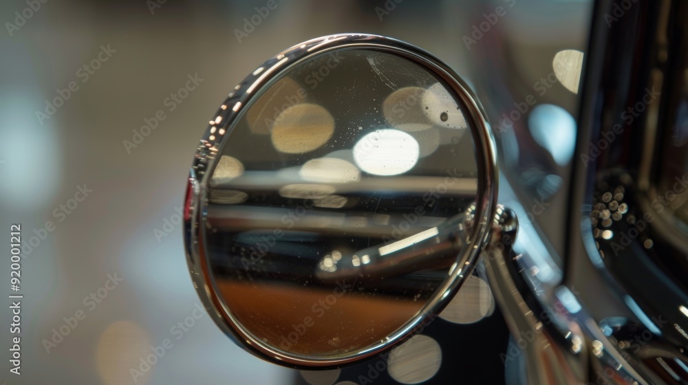 Aufkleber a closeup of a side mirror reveals its intricate design with small adjustable s and a textured surfa