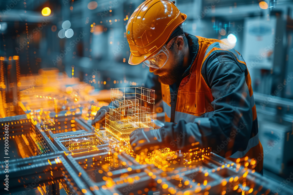 Poster engineer concept. construction with machine icons or construction technology.generative ai