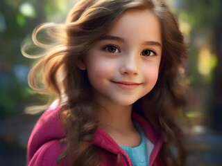 An enchanting and captivating super close up portrait of a cute and endearing young girl.