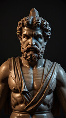 statue of a person on black background