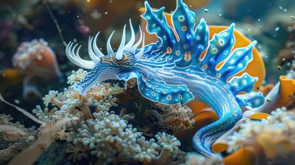 Lively underwater scene It stands out with its unique blue dragon bare branches.