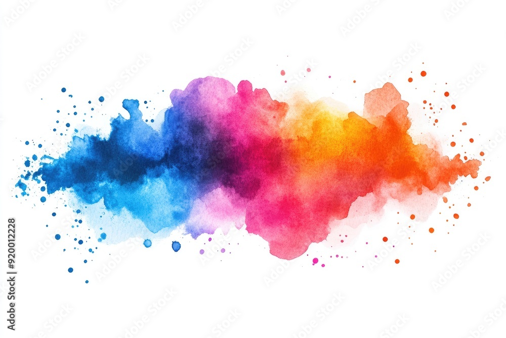 Wall mural a colorful explosion of paint splatters on a white background. the colors are vibrant and the splatt