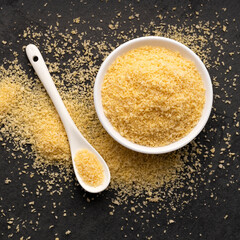 Panko Japanese breadcrumbs in spoon and bowl