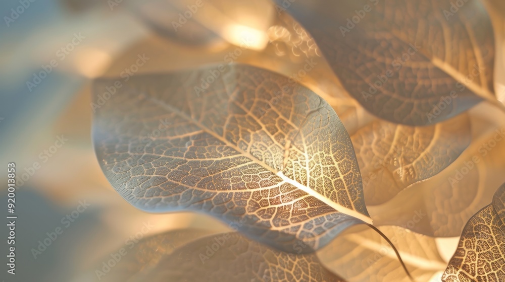 Poster A lampshade with a repetitive design that imitates the delicate y structure of a leaf.