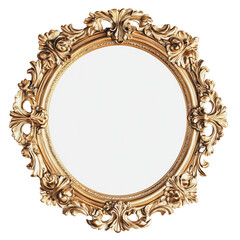 PNG Ornate gold mirror with floral design hanging