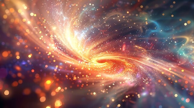Close-Up of Quantum Particles in Motion with Abstract Light Effects