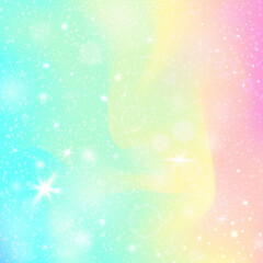 Pink Unicorn Pattern. Blue Magical Invitation. Fairy Gradient. Holographic Universe Effect. Princess Background. Purple Girlish Hologram. Rainbow Glitter. Neon Fairy Gradient.