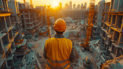 An architect is at work on a construction site in Saudi Arabia, An engineer is at work at a construction site in Dubai, UAE.generative ai