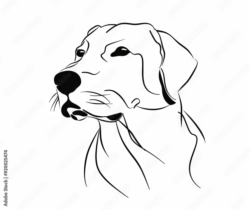 Wall mural pitbull face - dog modern illustration. continuous one line drawing. editable strokes.