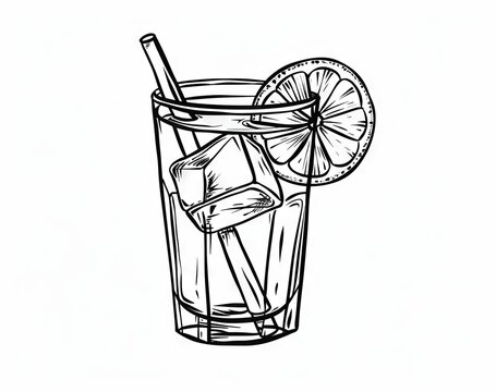 recommend clip art: A continuous line drawing of orange juice on a glass. Orange juice outline modern illustration.