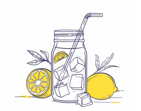 yellow lemons and lemonade in jar
