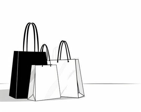 recommend clip art: Shopping bags modern illustration. Continuous line drawing. Editable strokes.