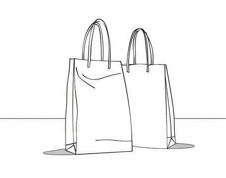 recommend clip art: This is an editable line art modern illustration of a shopping bag. Paper bags are a business and fashion concept.