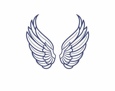recommend clip art: Drawing of one continuous line of a wing. Angle wing part single outline modern design. Editable stroke.