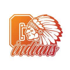 Go Indians Team Illustration Clip Art Design Shape. Mascot Silhouette Icon Vector.