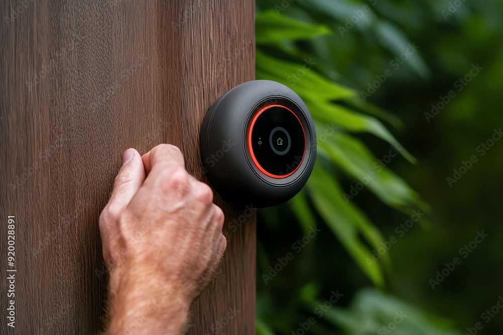 Poster closeup of a voice assistant confirming a command to lock doors and arm the security system as the h