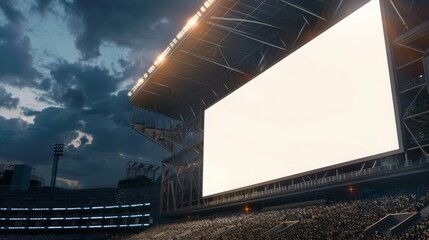 Blank stadium screen, ready for your ad.  A packed stadium awaits.