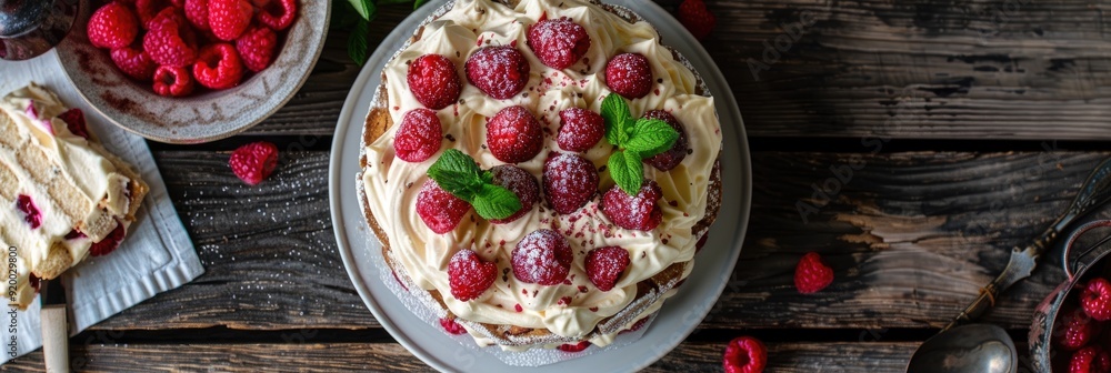 Canvas Prints Summery tiramisu featuring fresh raspberries and smooth mascarpone cheese