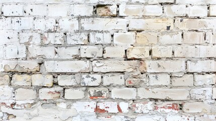 Aged white brick wall background with texture