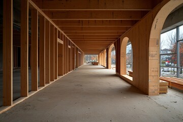 Detailed view of the construction of flexible interior walls