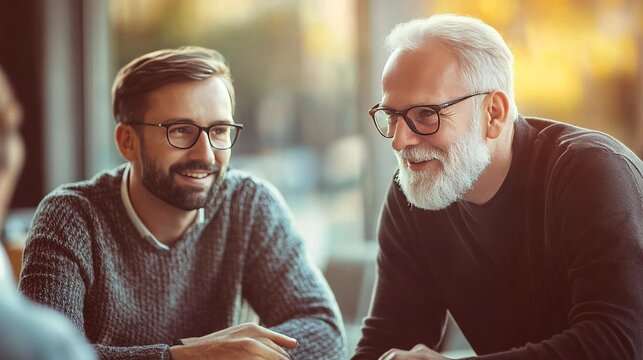 Senior manager mentoring a junior employee 