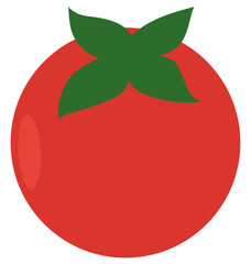 Flat illustration of red tomato isolated on white background.