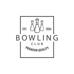Bowling Sports Club Logo, Bowling Ball And Pin Design Vector Tournament Templet Illustration