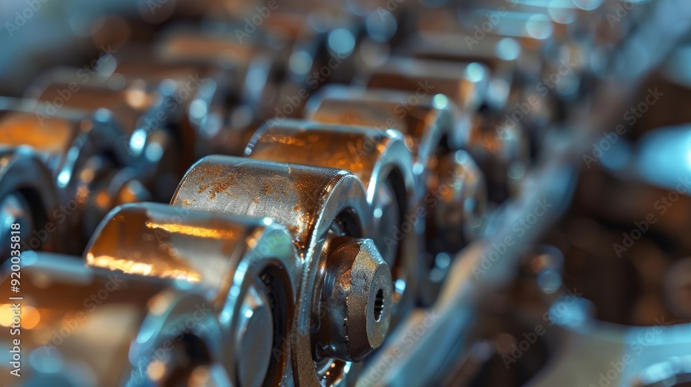 Poster the curved shape of a camshaft precisely controlling the movement of the engines valves.