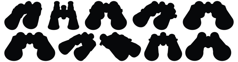 Binoculars silhouette set vector design big pack of optics illustration and icon