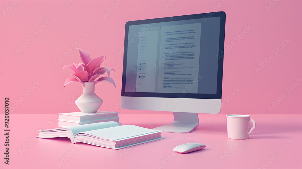 Fototapete 3d flat icon of book and computer symbolizing traditional learning and digital advancements in educa
