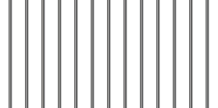 Jail metal bars cell background. Iron prison vector bar isolated transparent illustration.