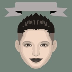 微笑む若い女性とフレームのカラーイラスト11（レトロ調）