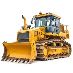 Obraz premium Detailed shot of a bulldozers control cabin, isolated on white, photo of bulldozer isolated white background, operators cabin