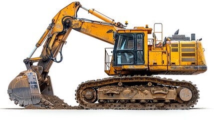 Heavyduty crawler loader with a reinforced bucket, isolated on a white background, photo of crawler loader isolated white background, heavyduty equipment