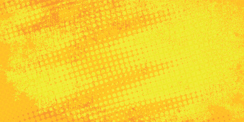 Fototapeta premium Yellow orange halftone pattern. Retro comic gradient background. Square pixilated dot cartoon texture. Pop art faded gradient pattern
