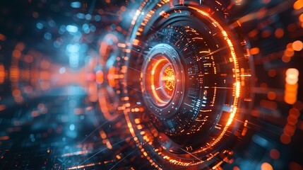 Fototapeta premium cyber security futuristic, dynamic data stream digital binary big data, and blockchain transactions