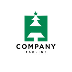 Letter H Christmas tree Logo Icon Vector