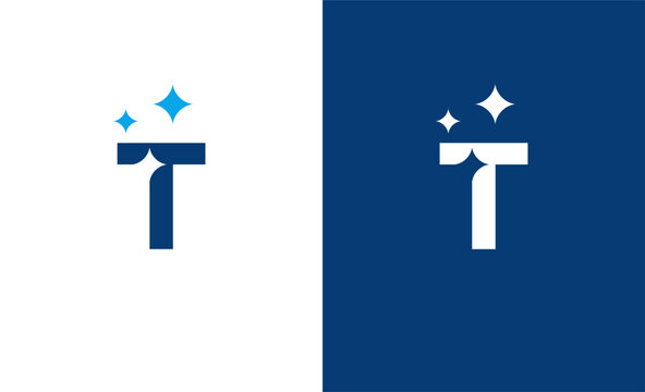 Letter T star or T cleaning or T shining logo concept vector icon