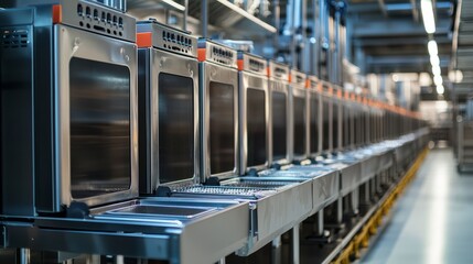 Industrial oven production line in a modern factory