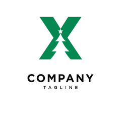 Letter X Christmas tree Logo Icon Vector