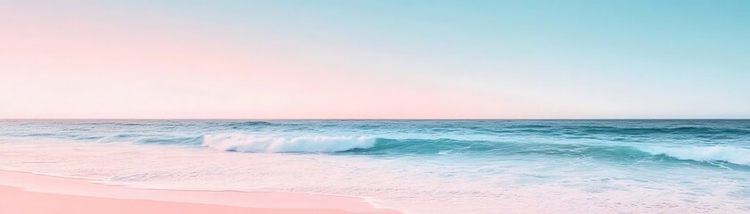 Obraz premium Seascape Background: Pink Sky, Blue Ocean and Waves
