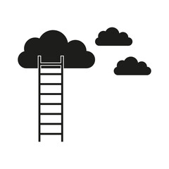 Ladder to cloud icon. Dream concept. Vector silhouette. Minimalistic design.