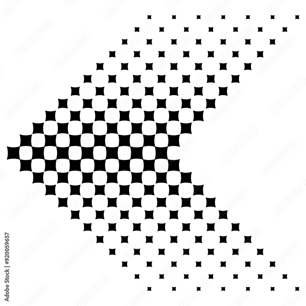 Poster abstract arrow pattern. black diamond shapes. geometric gradient design. optical illusion effect.