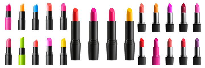 Obraz premium Colorful Lipstick Collection on Transparent Background